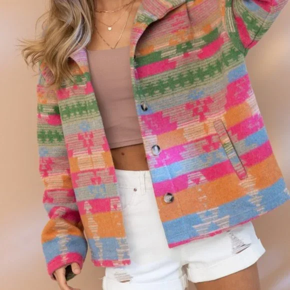 THE TOPSANNAH LADIES AZTEC PRINT JACKET - Picture 13 of 13